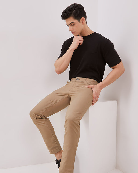 Men's Cream Chinos Slim Fit Trousers