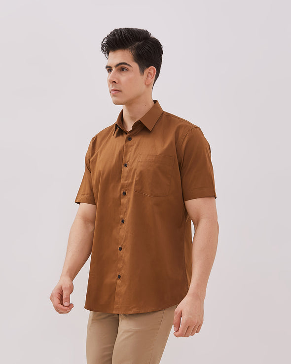 Men's Brown Short Sleeve Shirt