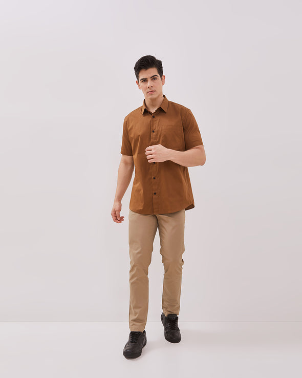 Men's Brown Short Sleeve Shirt