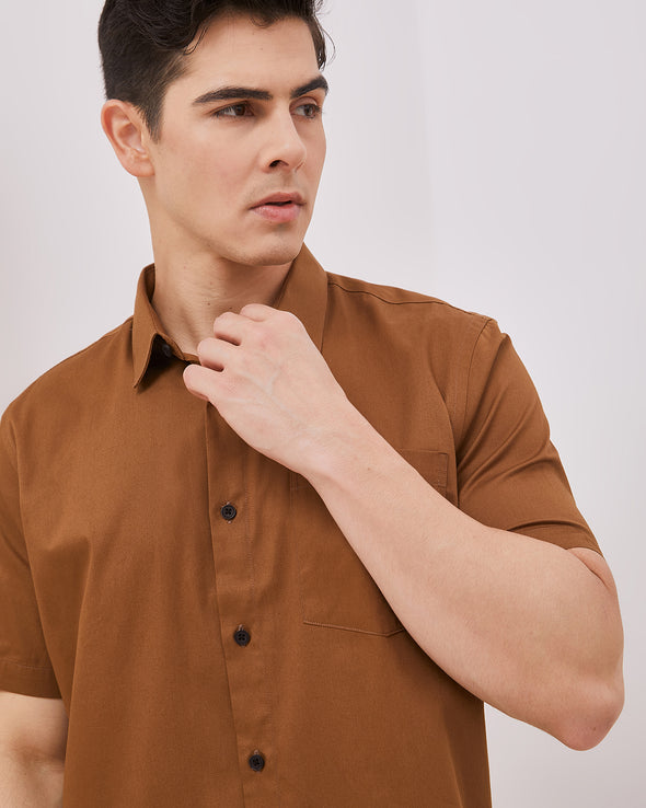 Men's Brown Short Sleeve Shirt