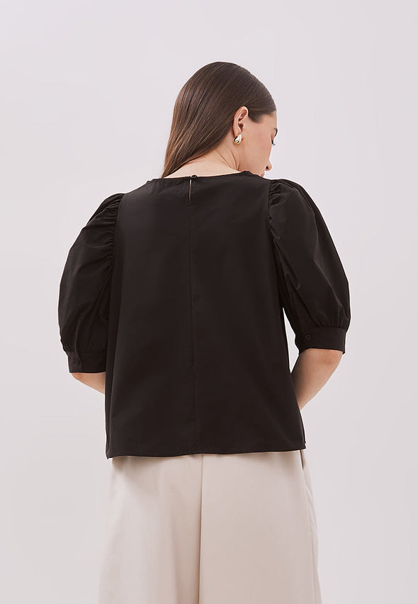 Women's Black Short Sleeved Blouse