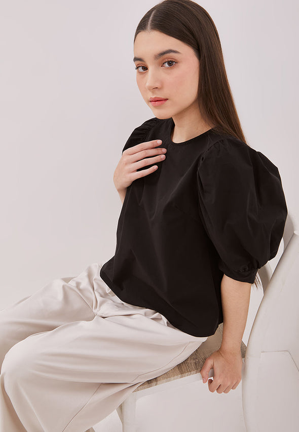 Women's Black Short Sleeved Blouse