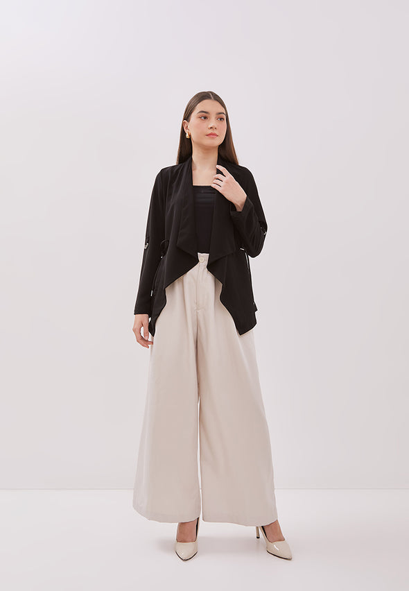 Women's Black Drapery Collar Blazer