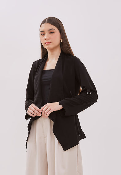 Women's Black Drapery Collar Blazer