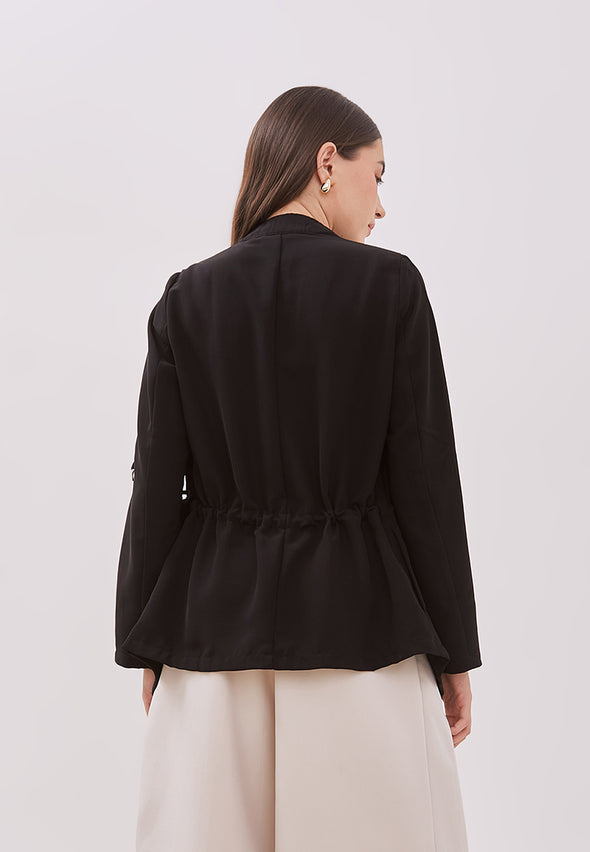 Women's Black Drapery Collar Blazer