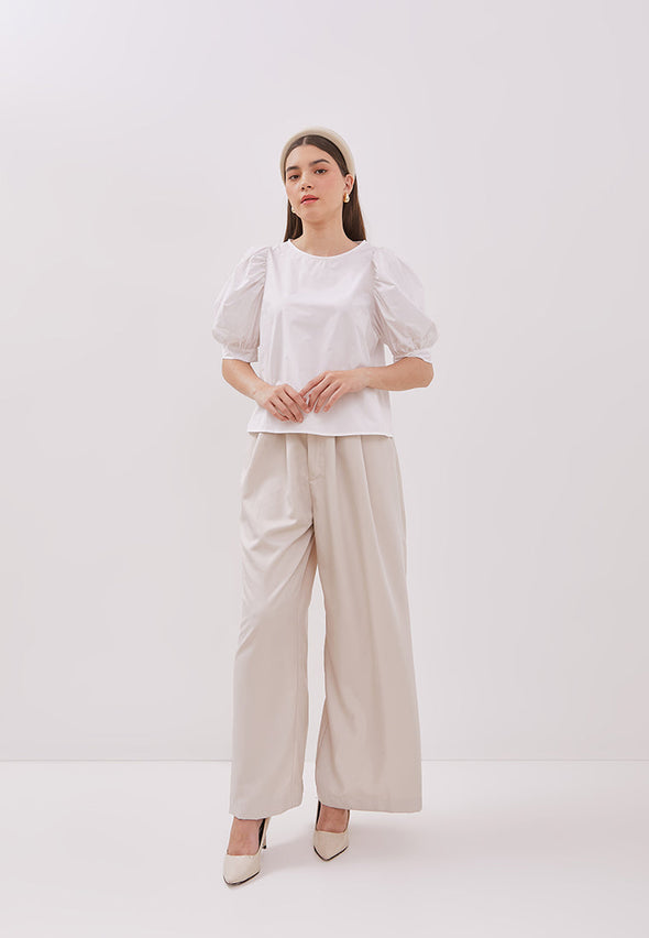 Women's Off-White Short Sleeved Blouse
