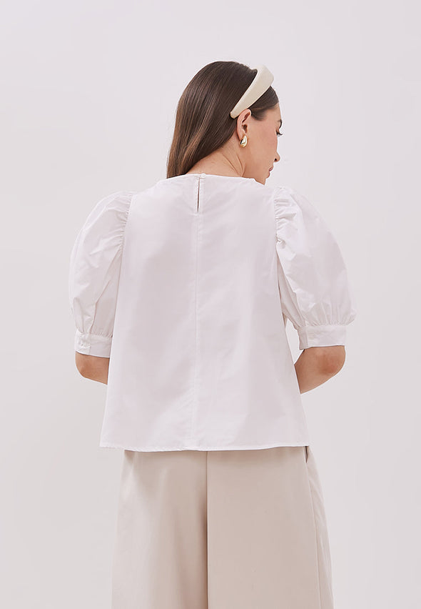 Women's Off-White Short Sleeved Blouse