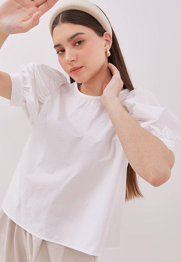 Women's Off-White Short Sleeved Blouse