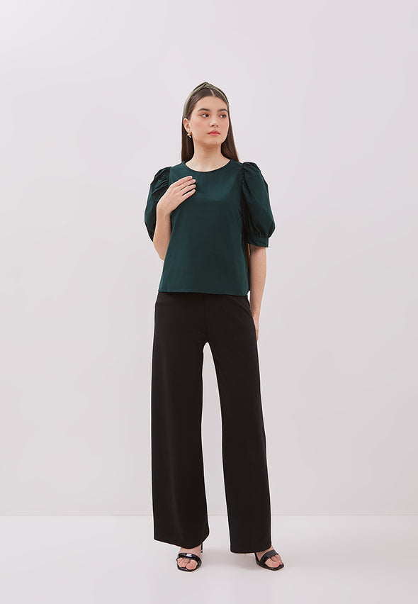 Women's Green Short Sleeved Blouse