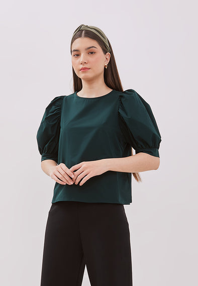 Women's Green Short Sleeved Blouse