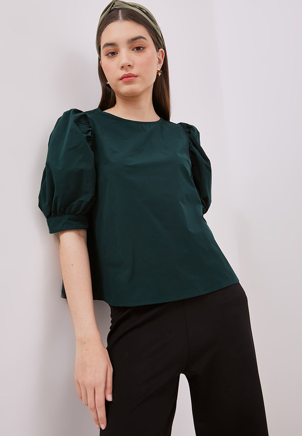 Women's Green Short Sleeved Blouse