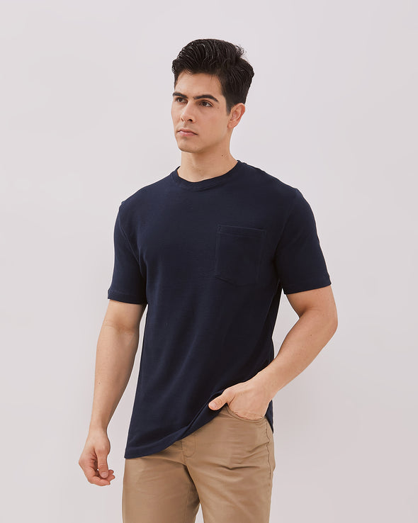 Men's Blue Waffle Short Sleeve T-Shirt
