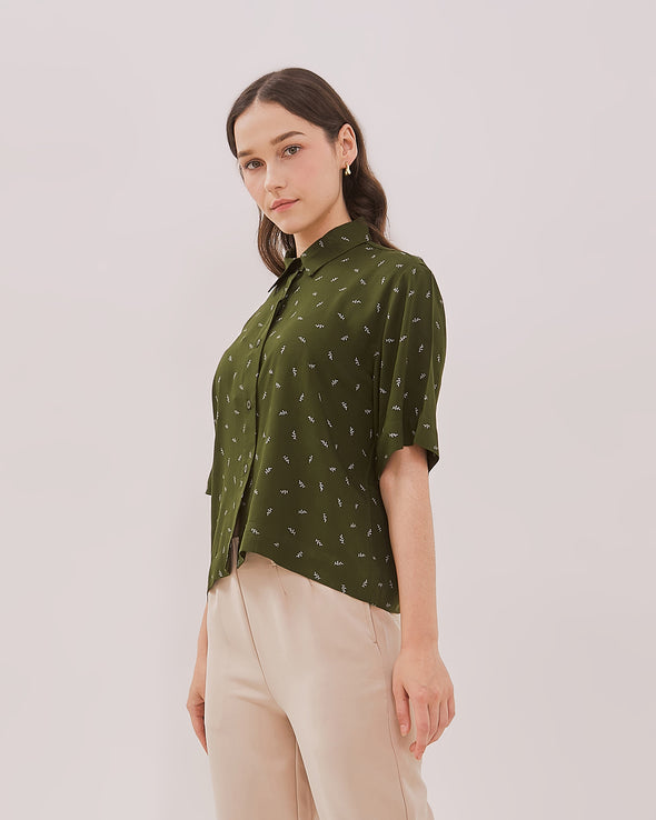 Women's Green Boxy Shirt