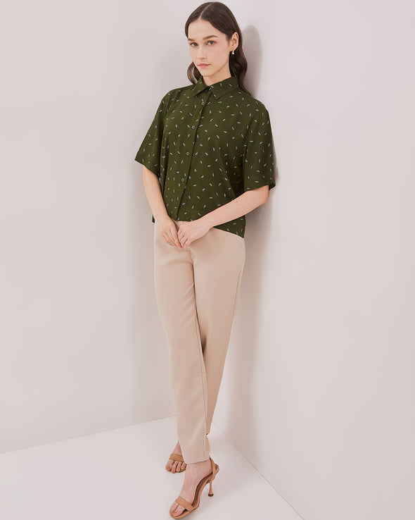 Women's Green Boxy Shirt