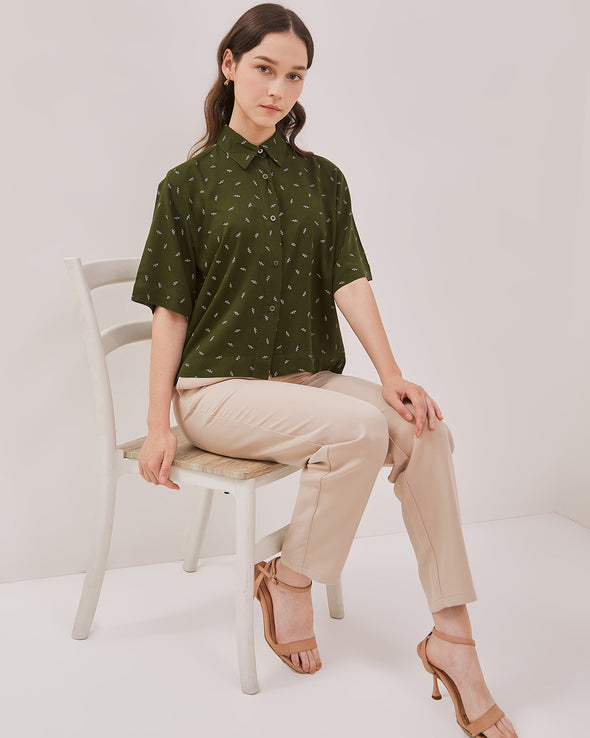 Women's Green Boxy Shirt