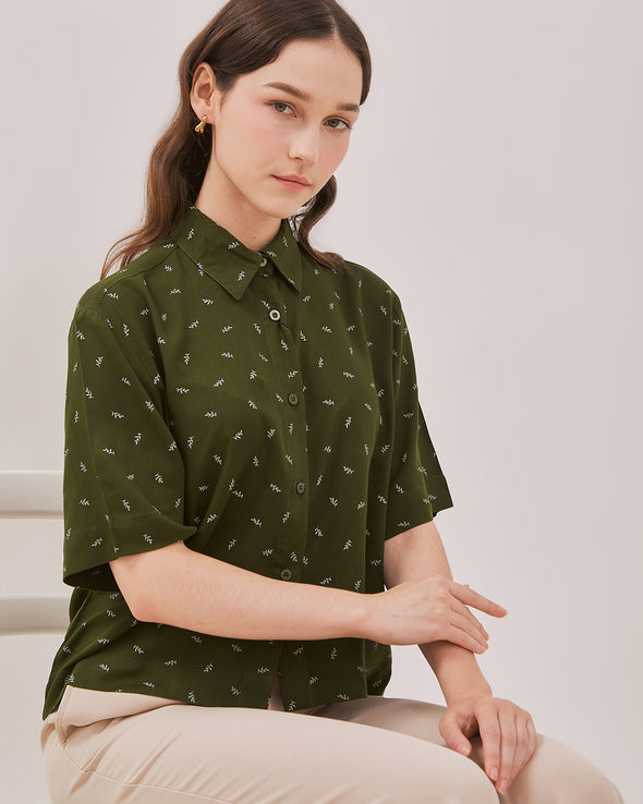 Women's Green Boxy Shirt