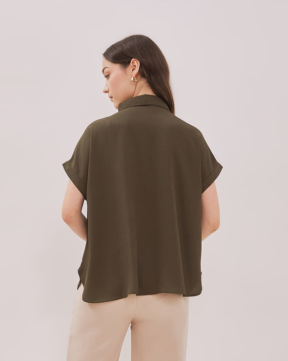 Women's Green Short Sleeve Blouse