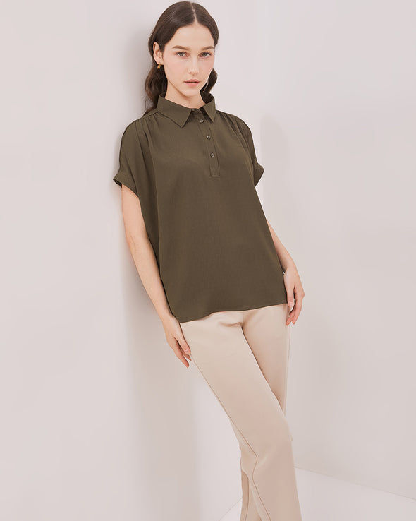 Women's Green Short Sleeve Blouse