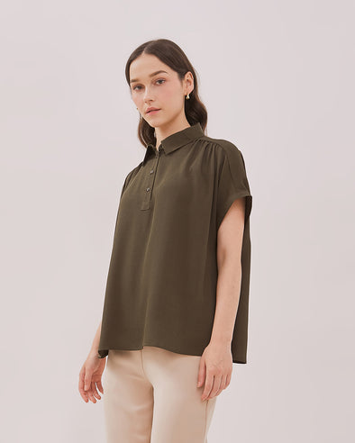 Women's Green Short Sleeve Blouse