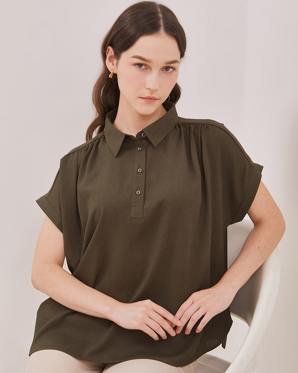 Women's Green Short Sleeve Blouse