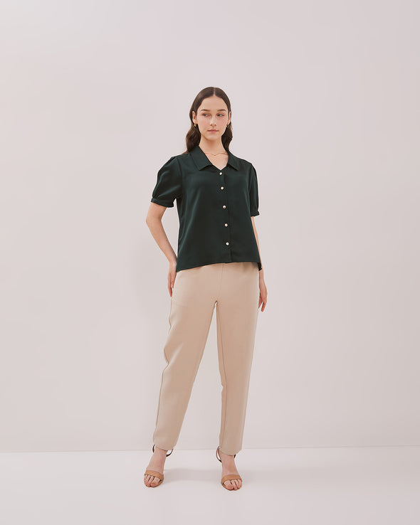 Women's Green Short Sleeve Blouse