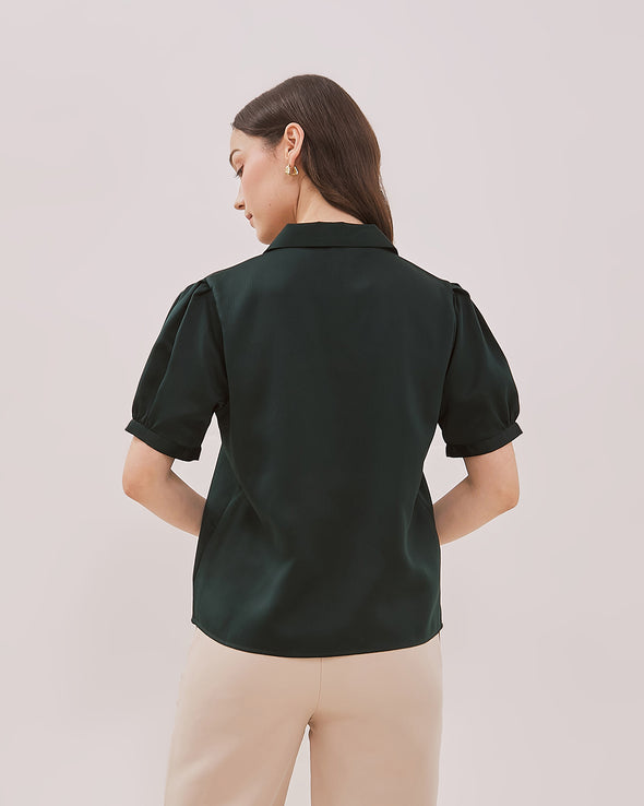Women's Green Short Sleeve Blouse