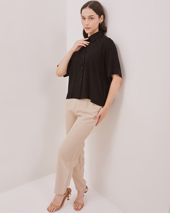 Women's Black Boxy Shirt