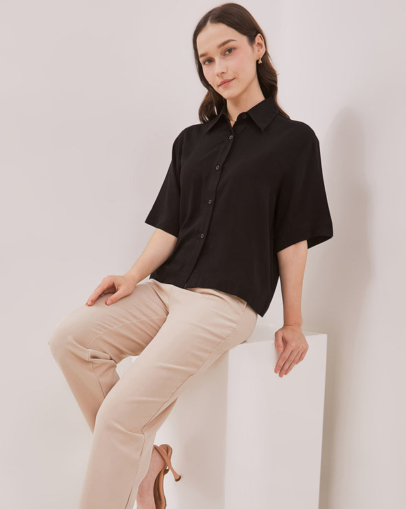 Women's Black Boxy Shirt
