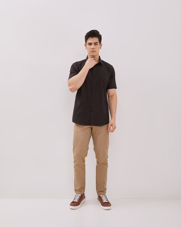Men's Plain Black Sleeve Shirt