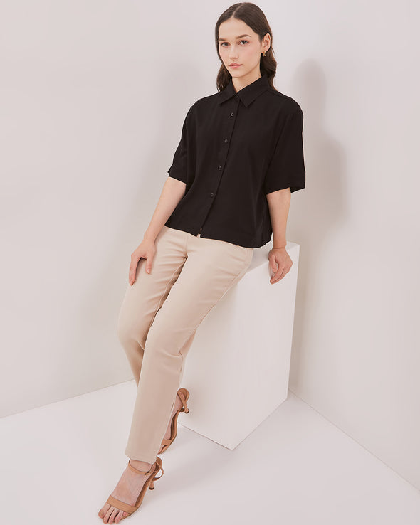 Women's Black Boxy Shirt