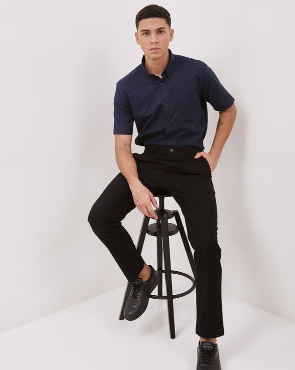 Men's Black Chinos Long Pants