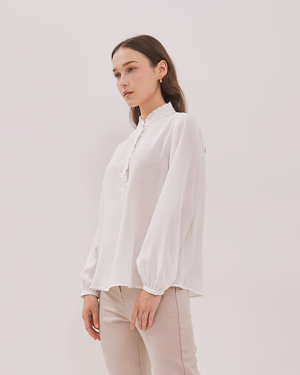 Women's White Long Sleeve Shirt