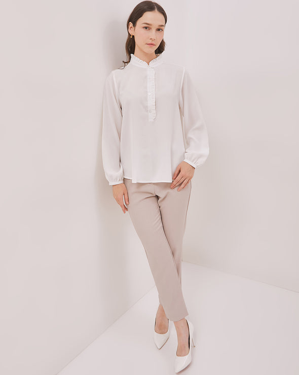 Women's White Long Sleeve Shirt