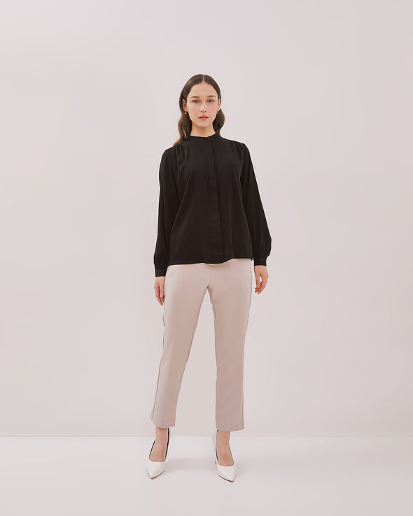 Women's Black Shanghai Collar Shirt