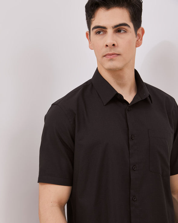 Men's Plain Black Sleeve Shirt