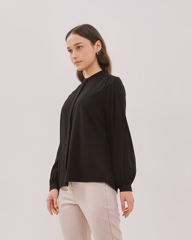 Women's Black Shanghai Collar Shirt
