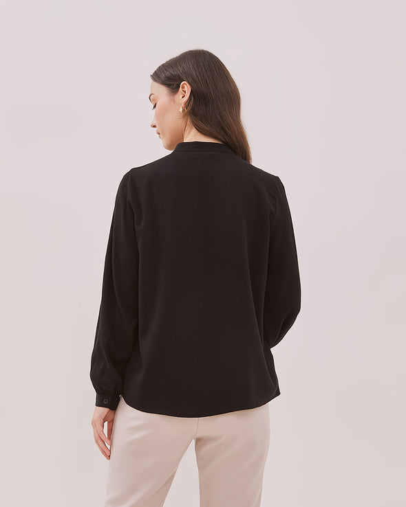 Women's Black Shanghai Collar Shirt