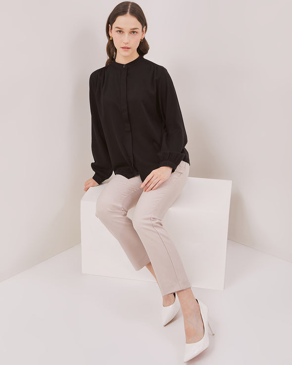 Women's Black Shanghai Collar Shirt