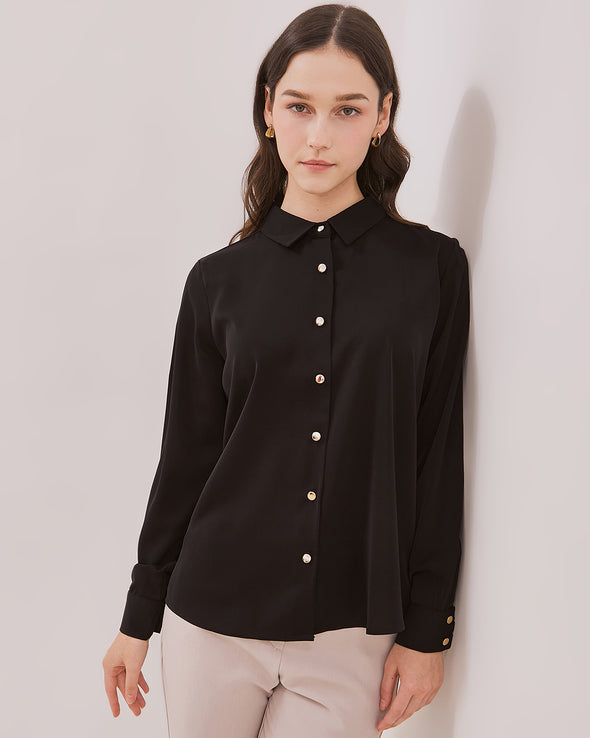 Women's Black Long Sleeve Shirt