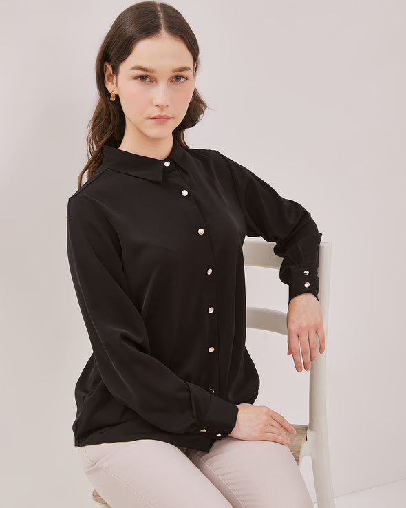Women's Black Long Sleeve Shirt