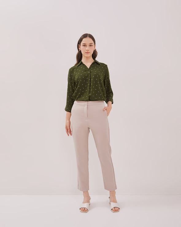 Women's Green Patterned Long Sleeve Shirt