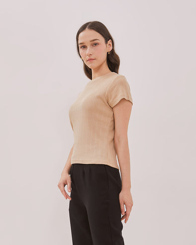 Women's Cream Knit T-Shirt