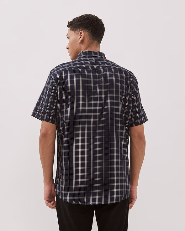 Short Sleeve Shirt With Navy Motif For Men