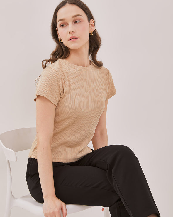 Women's Cream Knit T-Shirt