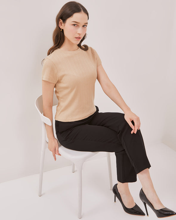 Women's Cream Knit T-Shirt