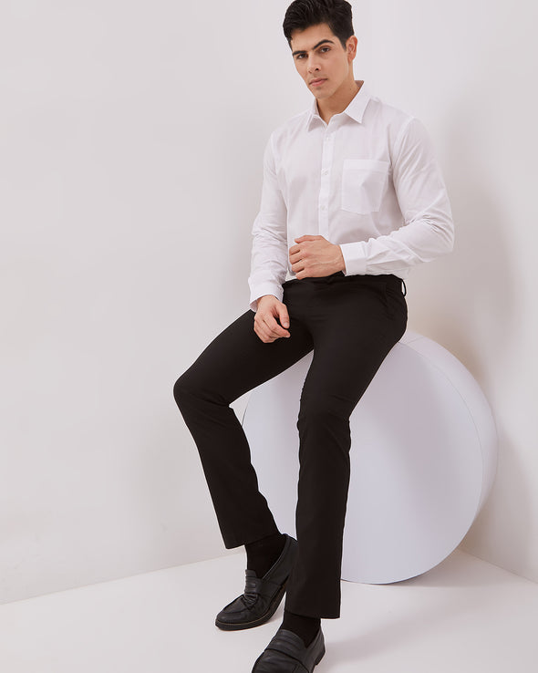 Men's Black Stretch Formal Trousers