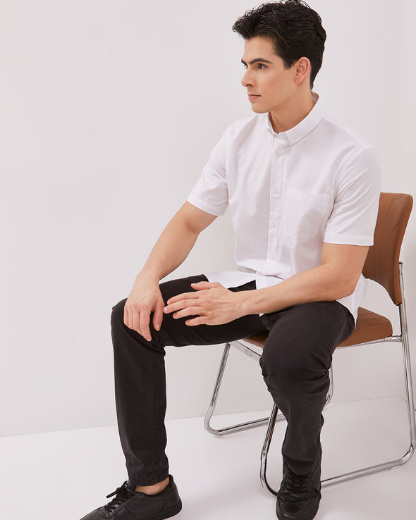 Men's White Short Sleeved Shirt