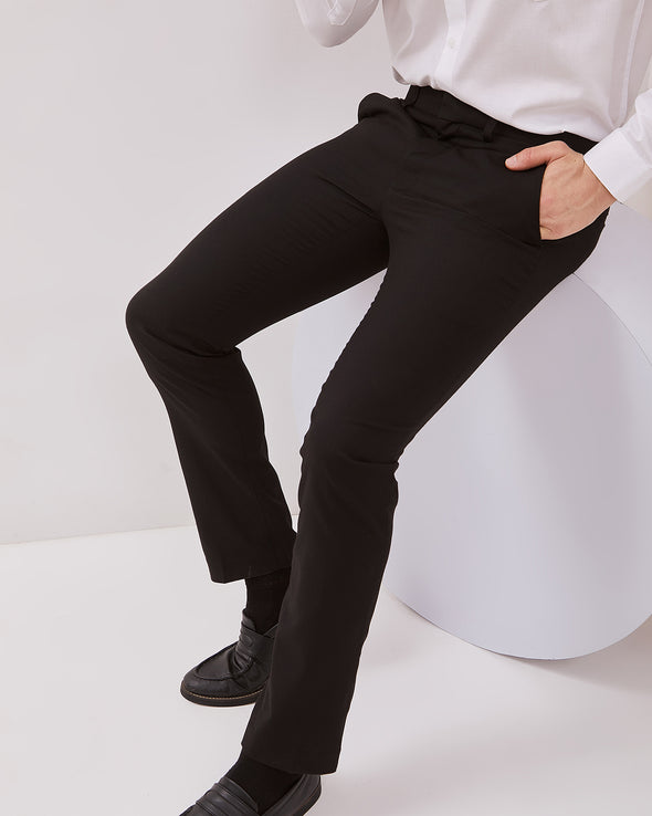 Men's Black Stretch Formal Trousers