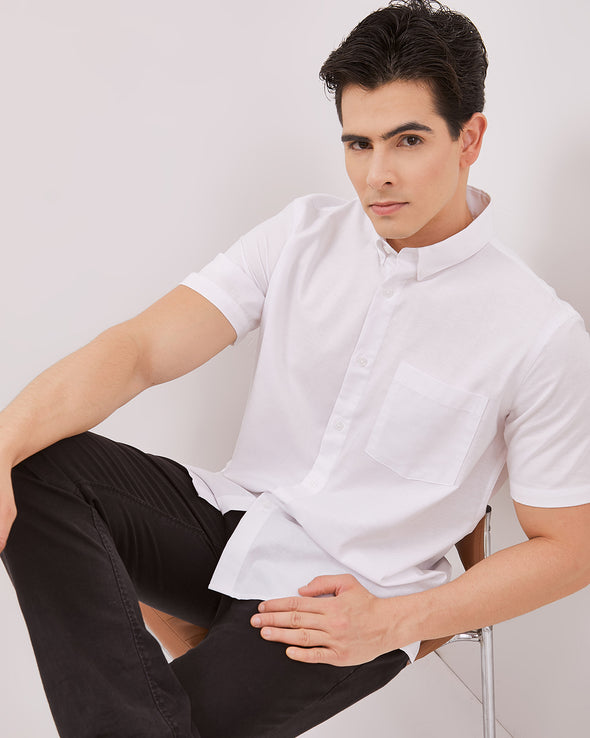 Men's White Short Sleeved Shirt