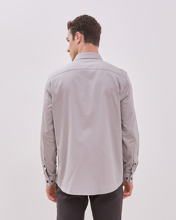 Light Grey Long Sleeve Shirt For Men